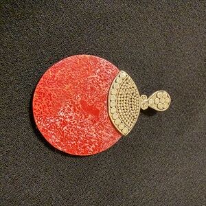 Elegant Red Pendant with Silver Accents